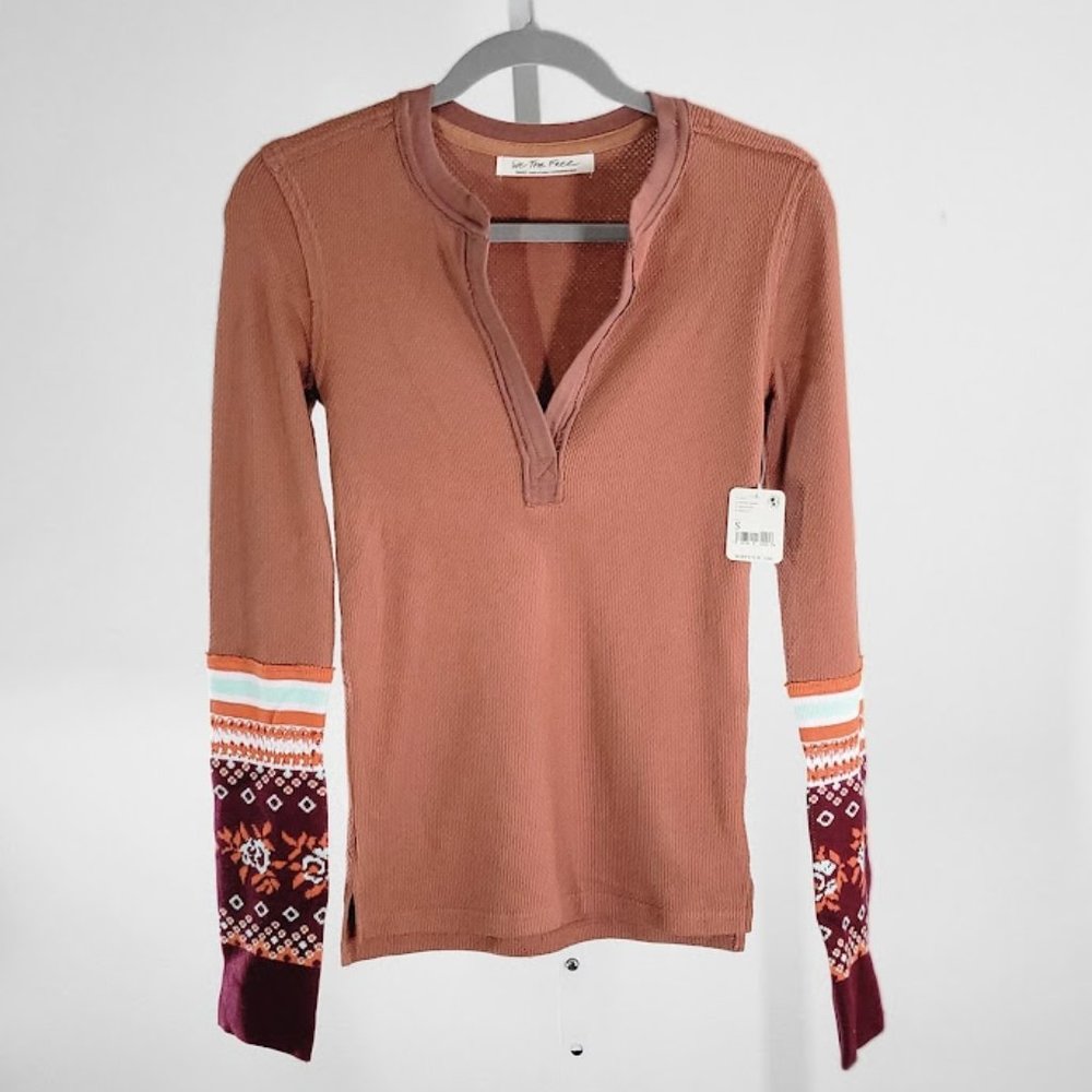 FREE PEOPLE / WTF mikah cuff thermal top Sz S NEW - Picture 8 of 11